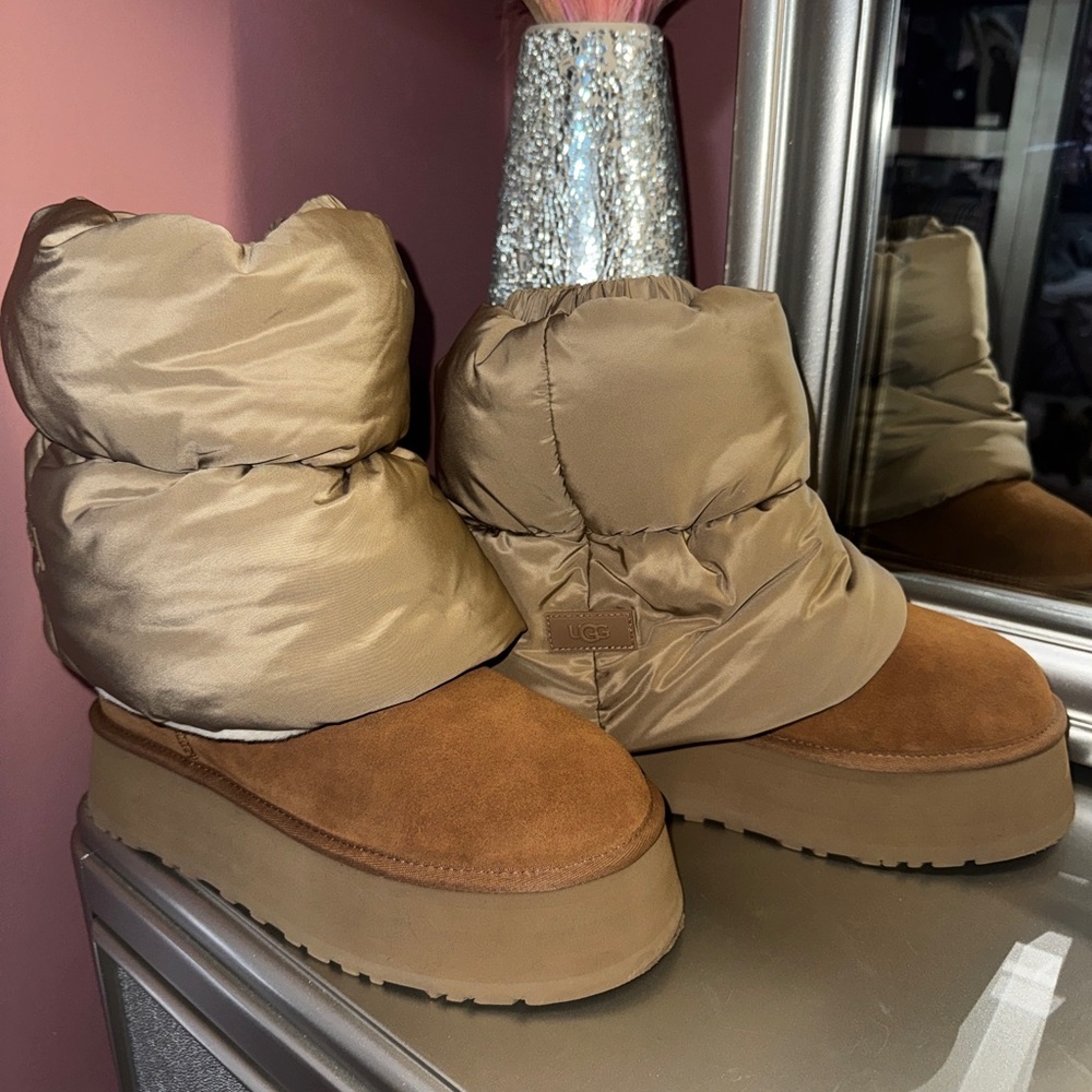UGG Women's Tan Puffer Boots
